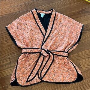 J. Jill Orange and Black Kimono Blouse